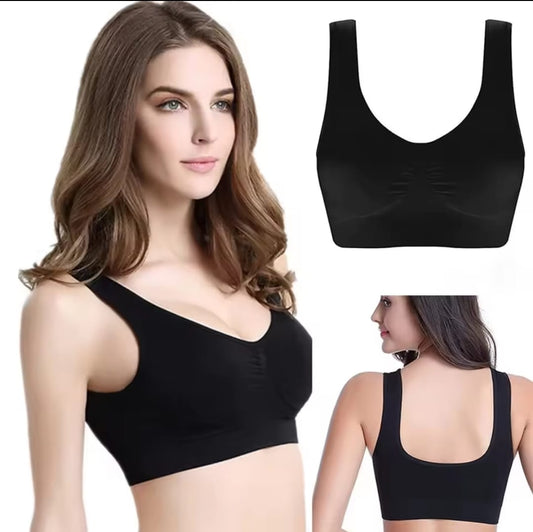 Sujetador deportiva sin costuras beige y negro XL/XXL